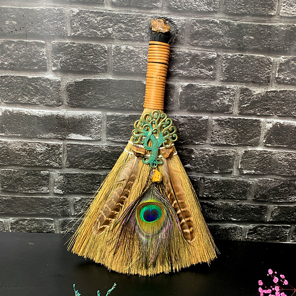 PandaHall Straw Witch Altar Broom Display Decoration with Raw Natural Tiger Eye Chips, Tree of Life Peacock Feathers for Altar Ornaments...
PandaHall Straw Witch Altar Broom Display Decoration with Raw Natural Tiger Eye Chips, Tree of Life Peacock Feathers for Altar Ornaments...