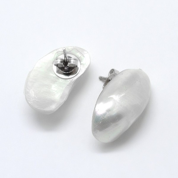 PandaHall Shell Oval Ear Studs, with Platinum Plated Brass Pin, White, 18~25x9~15x4~7mm, Pin: 1mm Shell White
PandaHall Shell Oval Ear Studs, with Platinum Plated Brass Pin, White, 18~25x9~15x4~7mm, Pin: 1mm Shell White