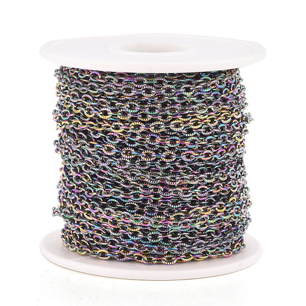 PandaHall Ion Plating(IP) 304 Stainless Steel Cable Chains, Textured, Unwelded, with Spool, Rainbow Color, 66x61mm, 4x3.2x0.6mm, about 65.61...
PandaHall Ion Plating(IP) 304 Stainless Steel Cable Chains, Textured, Unwelded, with Spool, Rainbow Color, 66x61mm, 4x3.2x0.6mm, about 65.61...