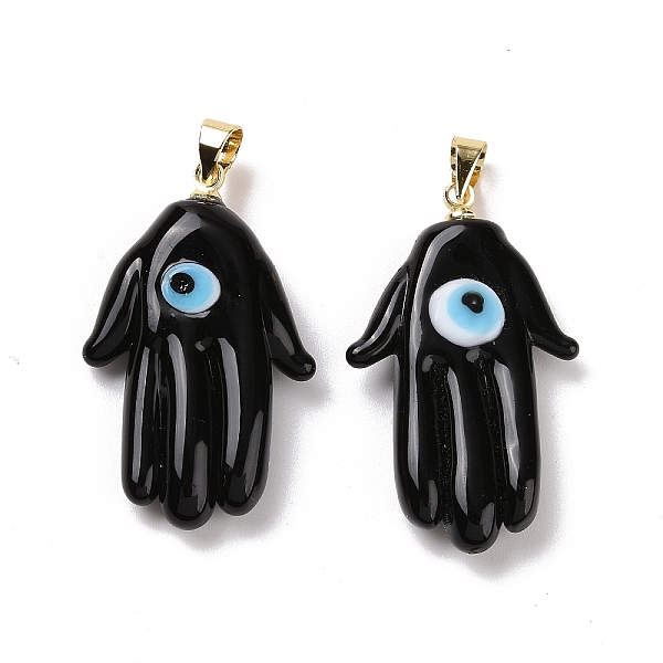 PandaHall Handmade Lampwork Pendants, with Real 18K Gold Plated Brass Findings, Cadmium Free & Lead Free, Hamsa Hand/Hand of Miriam with..., Black
PandaHall Handmade Lampwork Pendants, with Real 18K Gold Plated Brass Findings, Cadmium Free & Lead Free, Hamsa Hand/Hand of Miriam with..., Black