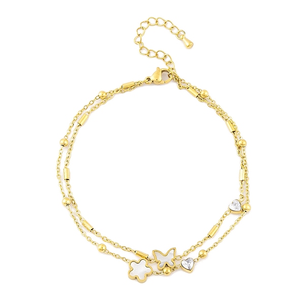 PandaHall Ion Plating(IP) 304 Stainless Steel Chains Anklet, Cubic Zirconia & Synthetic Shell Charms Anklet, Golden, Butterfly, 8-1/4 inch...
PandaHall Ion Plating(IP) 304 Stainless Steel Chains Anklet, Cubic Zirconia & Synthetic Shell Charms Anklet, Golden, Butterfly, 8-1/4 inch...