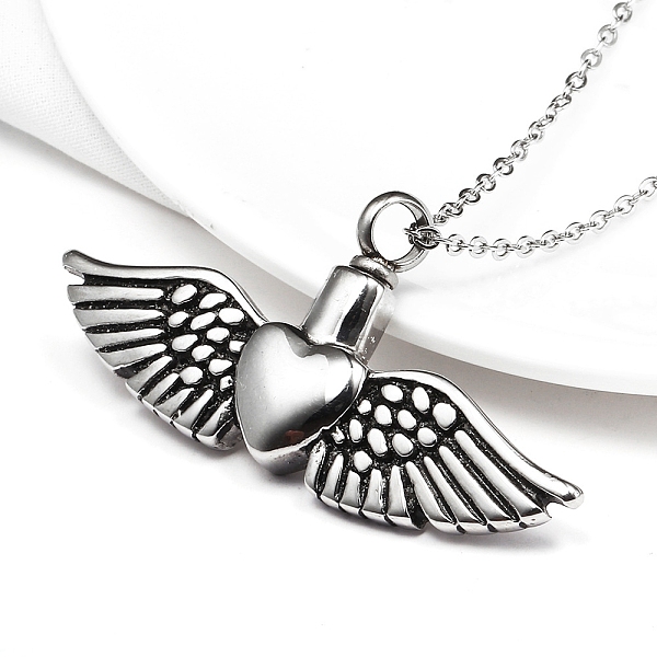 PandaHall Wing with Heart Locket Pet Memorial Necklace, Titanium Steel Urn Ashes Pendant Necklace for Men Women, Antique Silver, 17.72 inch...
PandaHall Wing with Heart Locket Pet Memorial Necklace, Titanium Steel Urn Ashes Pendant Necklace for Men Women, Antique Silver, 17.72 inch...