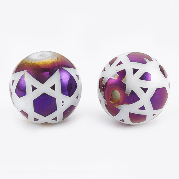 PandaHall Electroplate Glass Beads, for Jewish, Round with Star of David, Purple Plated, 10x9.5~10mm, Hole: 1.2mm, 200pcs/bag Glass Star
PandaHall Electroplate Glass Beads, for Jewish, Round with Star of David, Purple Plated, 10x9.5~10mm, Hole: 1.2mm, 200pcs/bag Glass Star