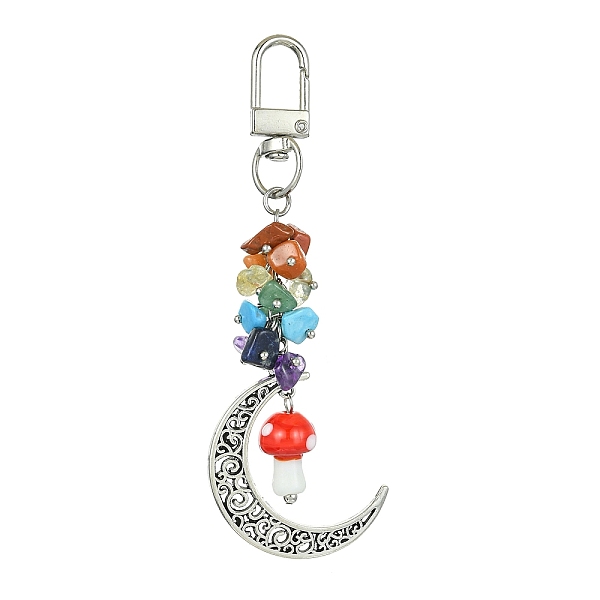 PandaHall Moon Alloy Pendant Decoraiton, with Gemstone Chip Beads and Mushroom Handmade Lampwork Beads, Alloy Swivel Clasps, Chakra, Red...
PandaHall Moon Alloy Pendant Decoraiton, with Gemstone Chip Beads and Mushroom Handmade Lampwork Beads, Alloy Swivel Clasps, Chakra, Red...