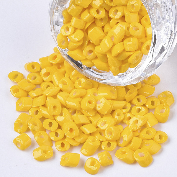 PandaHall 6/0 Baking Paint Glass Seed Beads, Oblique Cut Beads, Opaque Colours, Gold, 6/0, 4~8x3.5~4.5x2.5~3mm, Hole: 0.9mm, about...
PandaHall 6/0 Baking Paint Glass Seed Beads, Oblique Cut Beads, Opaque Colours, Gold, 6/0, 4~8x3.5~4.5x2.5~3mm, Hole: 0.9mm, about...