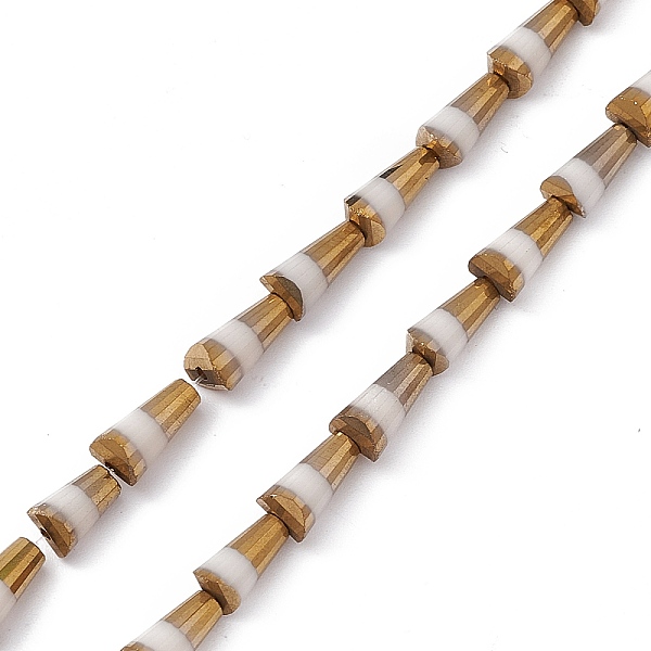 PandaHall Electroplate Glass Beads Strands, Half Golden Plated, Faceted Cone, White, 7.5~8x4~4.5mm, Hole: 0.8mm, about 34~35pcs/strand...
PandaHall Electroplate Glass Beads Strands, Half Golden Plated, Faceted Cone, White, 7.5~8x4~4.5mm, Hole: 0.8mm, about 34~35pcs/strand...