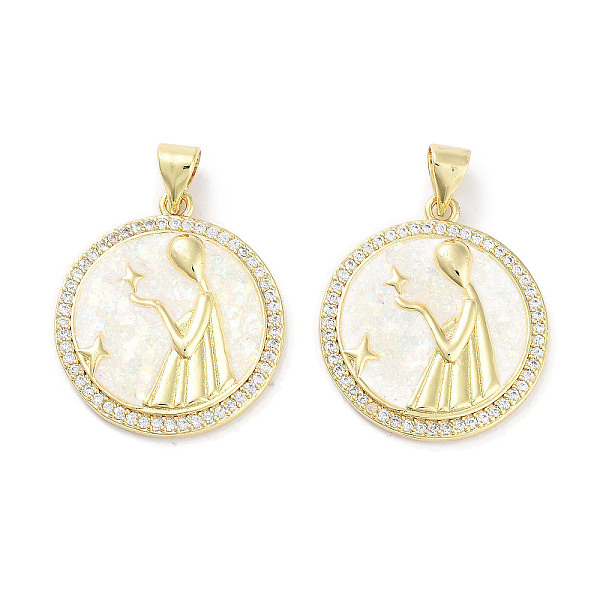PandaHall Brass Micro Pave Clear Cubic Zirconia Pendants, with Synthetic Opal and ABS Plastic Pearl, Real 18K Gold Plated, Flat Round with...
PandaHall Brass Micro Pave Clear Cubic Zirconia Pendants, with Synthetic Opal and ABS Plastic Pearl, Real 18K Gold Plated, Flat Round with...