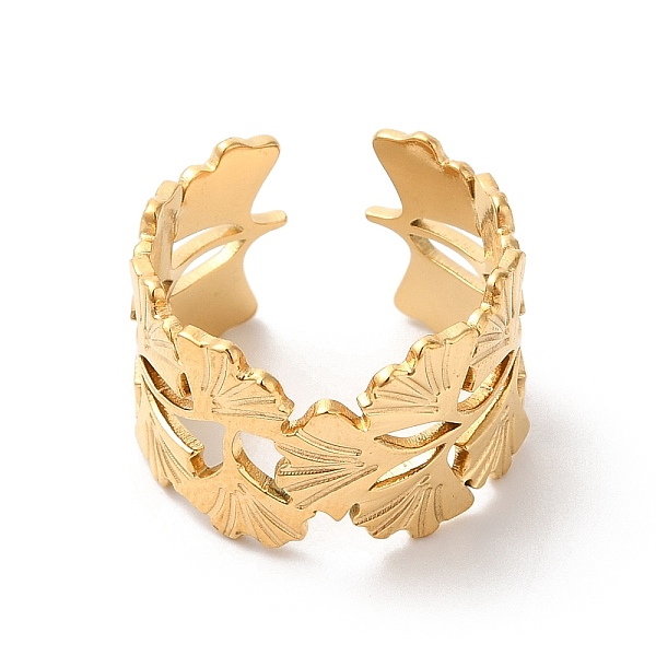 PandaHall Ion Plating(IP) 304 Stainless Steel Gingko Leaf Open Cuff Ring for Women, Golden, Inner Diameter: 18mm 304 Stainless Steel
PandaHall Ion Plating(IP) 304 Stainless Steel Gingko Leaf Open Cuff Ring for Women, Golden, Inner Diameter: 18mm 304 Stainless Steel