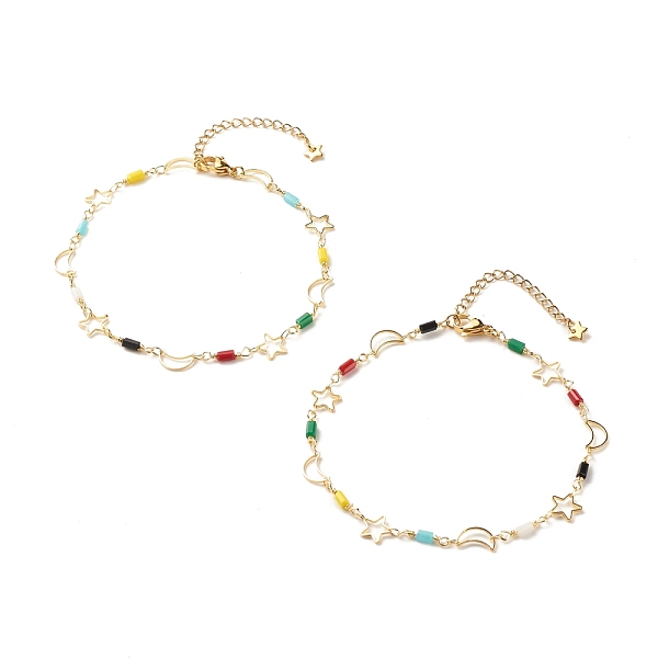 PandaHall Brass Moon & Star Link Chain Anklet with Glass Beads for Women, Golden, 9-1/2 inch(24cm) Brass
PandaHall Brass Moon & Star Link Chain Anklet with Glass Beads for Women, Golden, 9-1/2 inch(24cm) Brass
