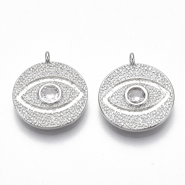 PandaHall Brass Micro Pave Cubic Zirconia Pendants, Textured Flat Round with Eye, Nickel Free, Clear, Real Platinum Plated, 18x16x2.5mm...
PandaHall Brass Micro Pave Cubic Zirconia Pendants, Textured Flat Round with Eye, Nickel Free, Clear, Real Platinum Plated, 18x16x2.5mm...