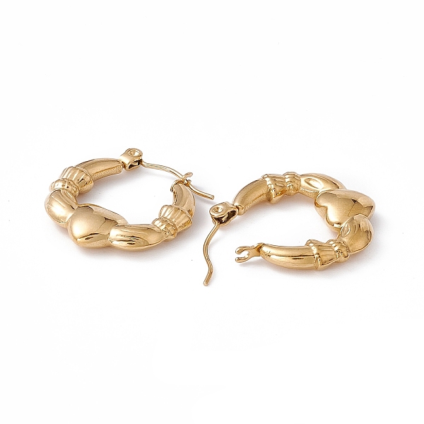 PandaHall Ion Plating(IP) 304 Stainless Steel Claddagh Earrings, Hoop Earrings for Women, Golden, 22x20.5x4mm, Pin: 0.7mm 304 Stainless...
PandaHall Ion Plating(IP) 304 Stainless Steel Claddagh Earrings, Hoop Earrings for Women, Golden, 22x20.5x4mm, Pin: 0.7mm 304 Stainless...