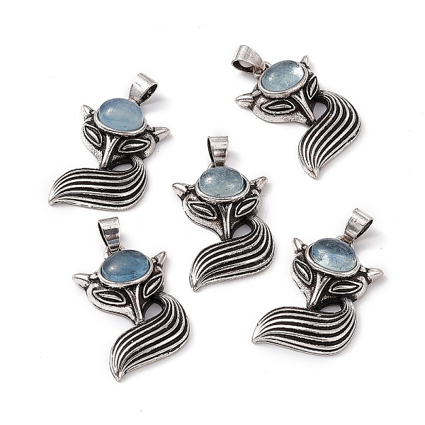 PandaHall Natural Aquamarine Pendants, Fox Charms, with Antique Silver Color Brass Findings, 29x19x8mm, Hole: 4~5x3.5mm Aquamarine Fox
PandaHall Natural Aquamarine Pendants, Fox Charms, with Antique Silver Color Brass Findings, 29x19x8mm, Hole: 4~5x3.5mm Aquamarine Fox