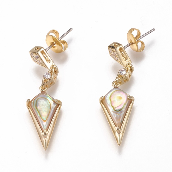 PandaHall Brass Micro Pave Clear Cubic Zirconia Dangle Stud Earrings, with Natural Abalone Shell/Paua Shell and Ear Nuts, Rhombus, Golden...
PandaHall Brass Micro Pave Clear Cubic Zirconia Dangle Stud Earrings, with Natural Abalone Shell/Paua Shell and Ear Nuts, Rhombus, Golden...