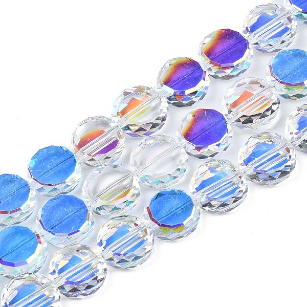 PandaHall Electroplate Transparent Glass Beads Strands, AB Color Plated, Faceted, Flat Round, Clear AB, 12x5mm, Hole: 0.9mm, about..., White
PandaHall Electroplate Transparent Glass Beads Strands, AB Color Plated, Faceted, Flat Round, Clear AB, 12x5mm, Hole: 0.9mm, about..., White