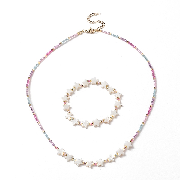 PandaHall Natural Shell Star & Glass Seed Beaded Necklace & Stretch Bracelet, Jewelry Set for Women, Colorful, 17-7/8 inch(45.3cm), 1-3/4...
PandaHall Natural Shell Star & Glass Seed Beaded Necklace & Stretch Bracelet, Jewelry Set for Women, Colorful, 17-7/8 inch(45.3cm), 1-3/4...