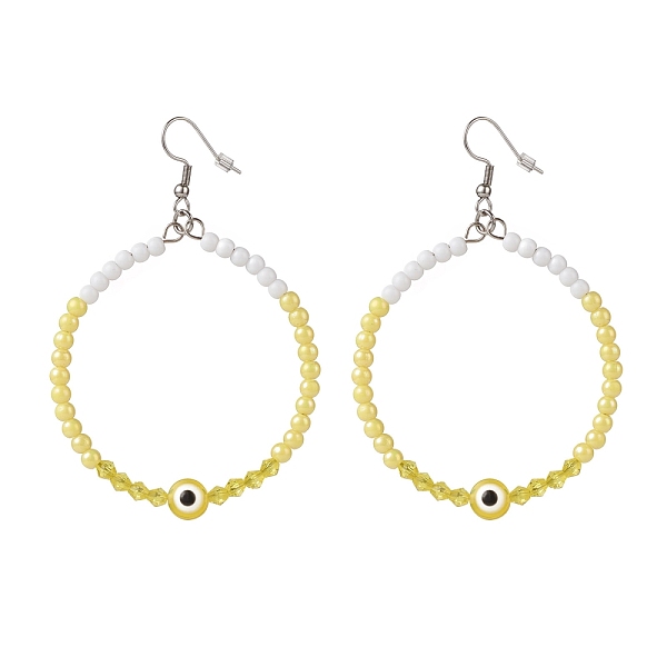 PandaHall Resin Evil Eye & Acrylic Beaded Big Ring Dangle Earrings, 304 Stainless Steel Jewelry for Women, Yellow, 77mm, Pin: 0.6mm Acrylic...
PandaHall Resin Evil Eye & Acrylic Beaded Big Ring Dangle Earrings, 304 Stainless Steel Jewelry for Women, Yellow, 77mm, Pin: 0.6mm Acrylic...