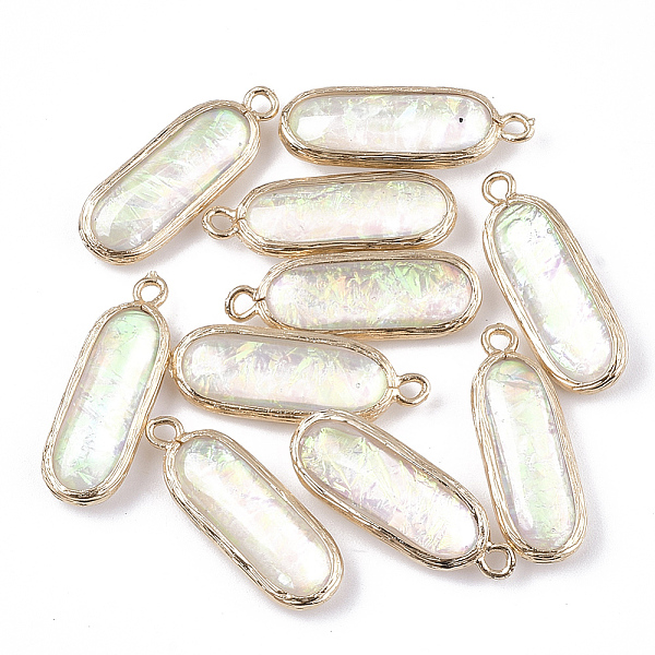 PandaHall Resin Pendants, with Brass Findings, Oval, Golden, Colorful, 26x9~9.5x5mm, Hole: 1.5mm Brass+Resin Oval
PandaHall Resin Pendants, with Brass Findings, Oval, Golden, Colorful, 26x9~9.5x5mm, Hole: 1.5mm Brass+Resin Oval