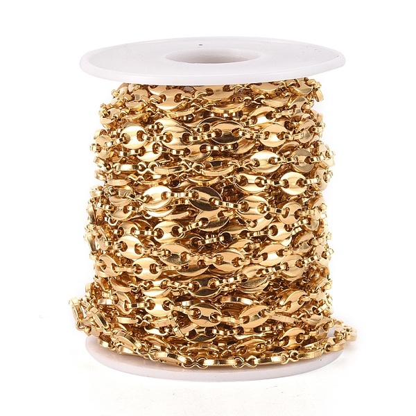 PandaHall Vacuum Plating 304 Stainless Steel Coffee Bean Chains, with Spool, Unwelded, Golden, Links: 6x3x1mm and 7.5x5x1.5mm, about 32.8...
PandaHall Vacuum Plating 304 Stainless Steel Coffee Bean Chains, with Spool, Unwelded, Golden, Links: 6x3x1mm and 7.5x5x1.5mm, about 32.8...