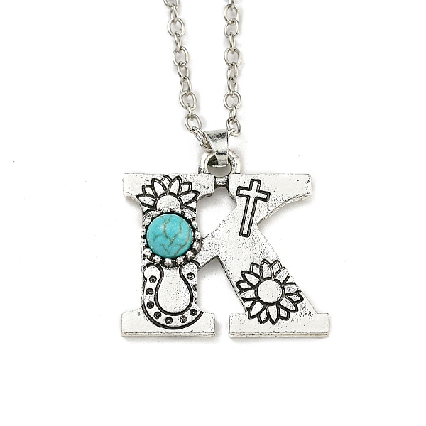 PandaHall Letter A~Z Antique Silver Plated Alloy with Synthetic Turquoise Pendant Necklaces, with Iron Cable Chains, Letter K, 18.70 inch...
PandaHall Letter A~Z Antique Silver Plated Alloy with Synthetic Turquoise Pendant Necklaces, with Iron Cable Chains, Letter K, 18.70 inch...
