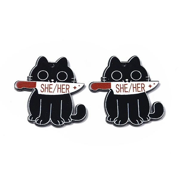 PandaHall Pride She/Her Acrylic Pendants, Cat with Knife Charms, Black, 41.5x40.5x2mm, Hole: 1.5mm Acrylic Word Black
PandaHall Pride She/Her Acrylic Pendants, Cat with Knife Charms, Black, 41.5x40.5x2mm, Hole: 1.5mm Acrylic Word Black