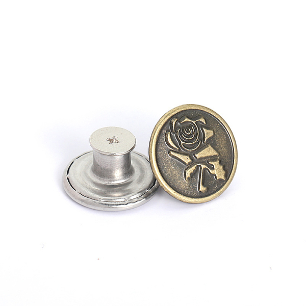 PandaHall Alloy Button Pins for Jeans, Nautical Buttons, Garment Accessories, Round with Rose, Antique Bronze, 17mm Alloy Round
PandaHall Alloy Button Pins for Jeans, Nautical Buttons, Garment Accessories, Round with Rose, Antique Bronze, 17mm Alloy Round