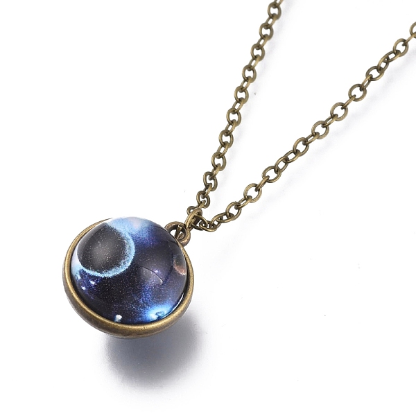 PandaHall Glass Pendant Necklace, with Alloy Cable Chains and Lobster Claw Clasps, Cadmium Free & Lead Free, Round, Galaxy Pattern, 20.07...
PandaHall Glass Pendant Necklace, with Alloy Cable Chains and Lobster Claw Clasps, Cadmium Free & Lead Free, Round, Galaxy Pattern, 20.07...