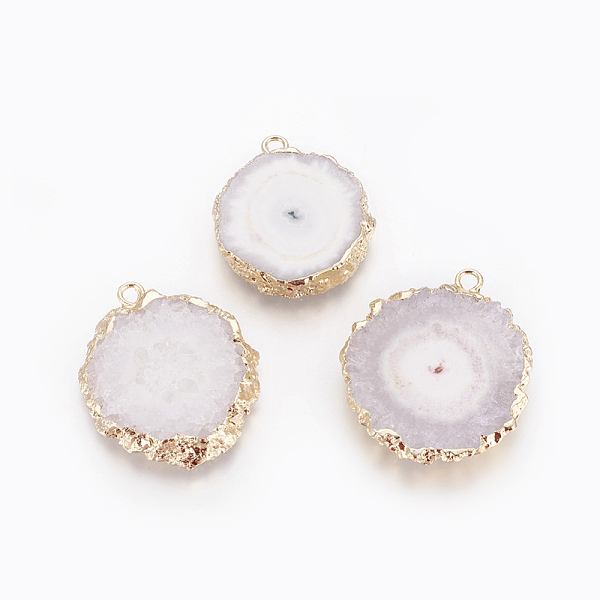 PandaHall Natural Dyed Quartz Pendants, Solar Quartz, with Golden Plated Edge Brass Findings, Flat Round, WhiteSmoke, 25~42x22~23x4~6mm..., White
PandaHall Natural Dyed Quartz Pendants, Solar Quartz, with Golden Plated Edge Brass Findings, Flat Round, WhiteSmoke, 25~42x22~23x4~6mm..., White