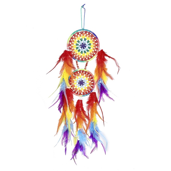 PandaHall Iron Woven Web/Net with Feather Pendant Decorations, with Plastic Beads, Flat Round, Colorful, 665mm Feather Flat Round
PandaHall Iron Woven Web/Net with Feather Pendant Decorations, with Plastic Beads, Flat Round, Colorful, 665mm Feather Flat Round