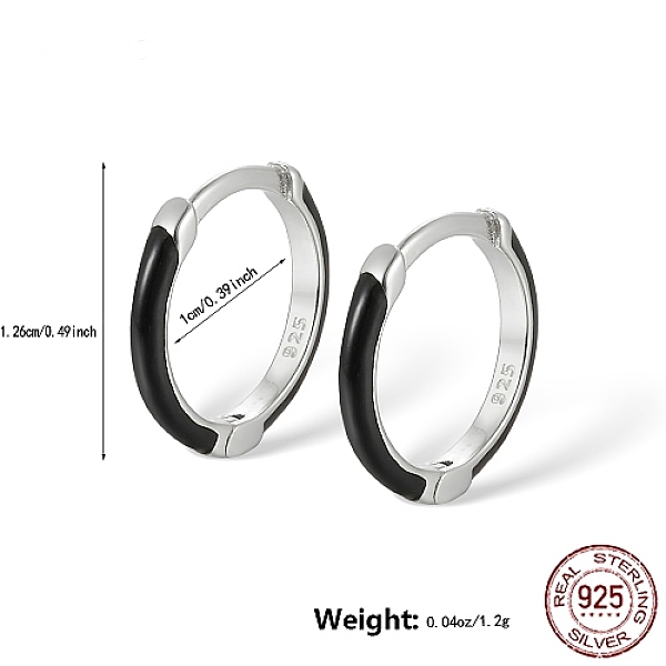 PandaHall Rhodium Plated Platinum 925 Sterling Silver Enamel Hoop Earrings, with 925 Stamp, Black, 12.6mm Sterling Silver Ring Black
PandaHall Rhodium Plated Platinum 925 Sterling Silver Enamel Hoop Earrings, with 925 Stamp, Black, 12.6mm Sterling Silver Ring Black