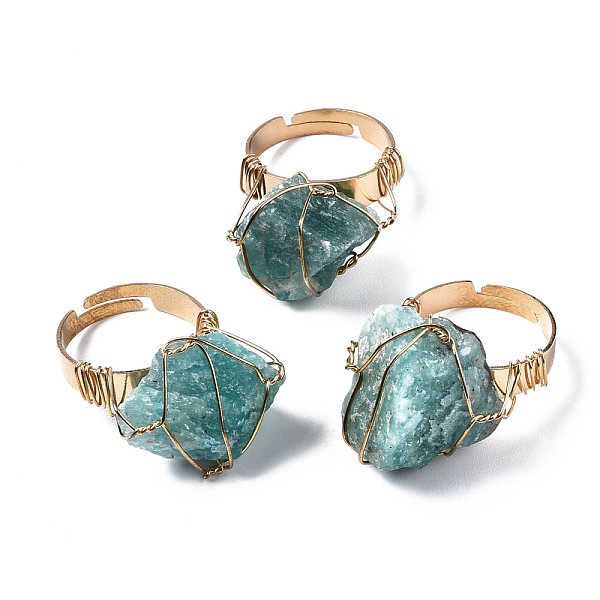 PandaHall Adjustable Natural Amazonite Finger Rings, with Light Gold Brass Findings, Nuggets, US Size 8 1/4(18.3mm) Amazonite None
PandaHall Adjustable Natural Amazonite Finger Rings, with Light Gold Brass Findings, Nuggets, US Size 8 1/4(18.3mm) Amazonite None
