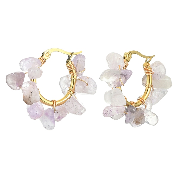 PandaHall Natural Amethyst Chips Braided Hoop Earrings, 304 Stainless Steel Wire Wrap Jewelry for Women, 25~27x28~33x7~9mm, Pin: 0.6mm...
PandaHall Natural Amethyst Chips Braided Hoop Earrings, 304 Stainless Steel Wire Wrap Jewelry for Women, 25~27x28~33x7~9mm, Pin: 0.6mm...