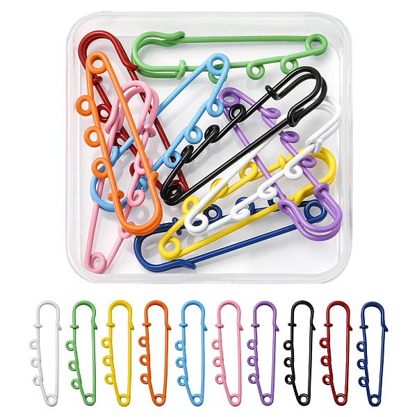 PandaHall 10Pcs 10 Colors Spray Painted Iron Brooch Findings, Kilt Pins with Triple Loops, Mixed Color, 50x16x5.5mm, Hole: 2.5mm, 1Pc/color..., Multicolor
PandaHall 10Pcs 10 Colors Spray Painted Iron Brooch Findings, Kilt Pins with Triple Loops, Mixed Color, 50x16x5.5mm, Hole: 2.5mm, 1Pc/color..., Multicolor
