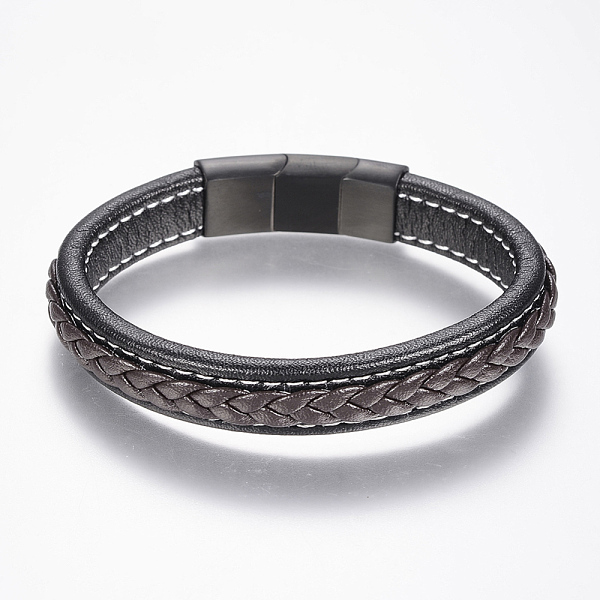 PandaHall Braided Leather Cord Bracelets, with 304 Stainless Steel Magnetic Clasps, Colorful, 8-5/8 inch(220mm), 36x13x8mm Leather
PandaHall Braided Leather Cord Bracelets, with 304 Stainless Steel Magnetic Clasps, Colorful, 8-5/8 inch(220mm), 36x13x8mm Leather