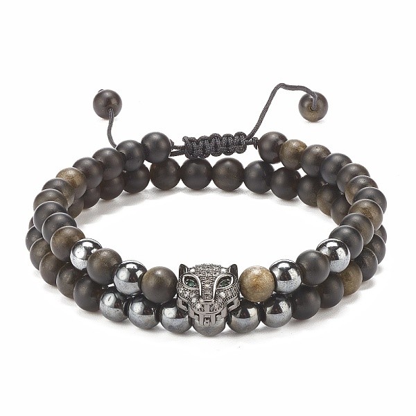 PandaHall 2Pcs 2 Style Natural Obsidian & Synthetic Hematite Braided Bead Bracelets Set with Cubic Zirconia Leopard, Gemstone Jewelry for...
PandaHall 2Pcs 2 Style Natural Obsidian & Synthetic Hematite Braided Bead Bracelets Set with Cubic Zirconia Leopard, Gemstone Jewelry for...