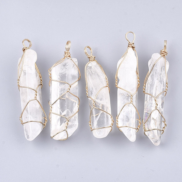 PandaHall Natural Quartz Crystal Big Pendants, with Iron Findings, Nuggets, Golden, 67~91x15~25x12~20mm, Hole: 6x5mm Quartz Crystal Nuggets
PandaHall Natural Quartz Crystal Big Pendants, with Iron Findings, Nuggets, Golden, 67~91x15~25x12~20mm, Hole: 6x5mm Quartz Crystal Nuggets