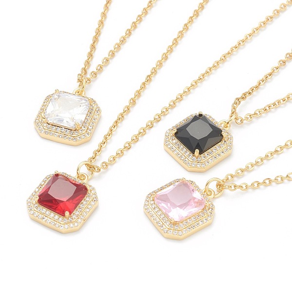 PandaHall Brass Micro Pave Cubic Zirconia Pendant Necklaces, with Rhinestone and 304 Stainless Steel Cable Chains, Square Octagon, Golden..., Multicolor
PandaHall Brass Micro Pave Cubic Zirconia Pendant Necklaces, with Rhinestone and 304 Stainless Steel Cable Chains, Square Octagon, Golden..., Multicolor