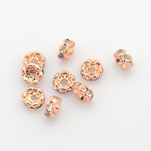 PandaHall Brass Rhinestone Spacer Beads, Grade AAA, Wavy Edge, Nickel Free, Rose Gold, Rondelle, Crystal, 6x3mm, Hole: 1mm Brass+Rhinestone..., Clear
PandaHall Brass Rhinestone Spacer Beads, Grade AAA, Wavy Edge, Nickel Free, Rose Gold, Rondelle, Crystal, 6x3mm, Hole: 1mm Brass+Rhinestone..., Clear