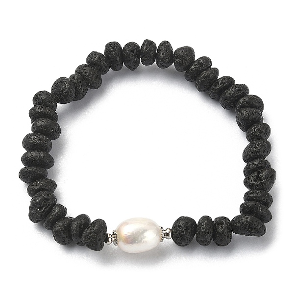 PandaHall Natural Lava Rock & Pearl & Brass Beaded Stretch Bracelets, Platinum, Inner Diameter: 1-7/8 inch(4.8cm) Lava Rock
PandaHall Natural Lava Rock & Pearl & Brass Beaded Stretch Bracelets, Platinum, Inner Diameter: 1-7/8 inch(4.8cm) Lava Rock