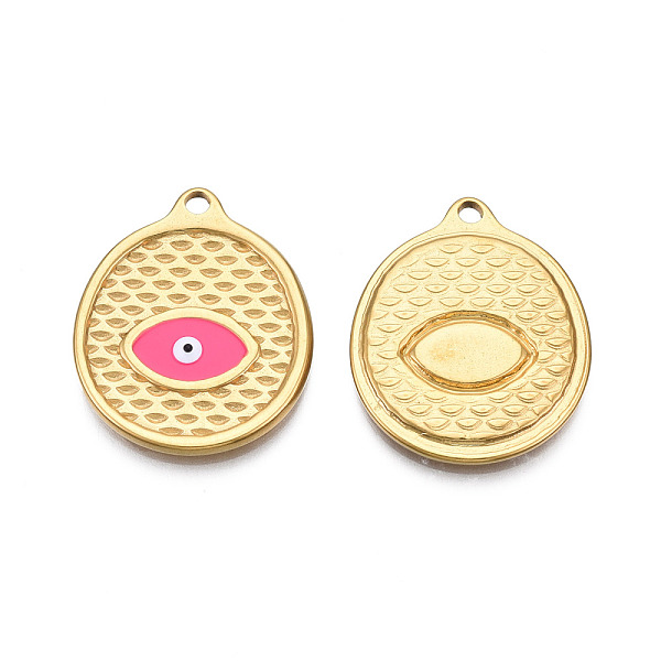 PandaHall 304 Stainless Steel Enamel Pendants, Real 18K Gold Plated, Oval with Evil Eye, Hot Pink, 24x20x2mm, Hole: 1.8mm Stainless...
PandaHall 304 Stainless Steel Enamel Pendants, Real 18K Gold Plated, Oval with Evil Eye, Hot Pink, 24x20x2mm, Hole: 1.8mm Stainless...