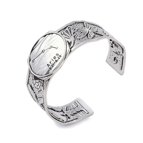 PandaHall Constellation Alloy Open Cuff Bangles for Women Men, Antique Silver, Aries, Inner Diameter: 2-1/2 inch(6.2cm), 20~31mm Alloy Aries
PandaHall Constellation Alloy Open Cuff Bangles for Women Men, Antique Silver, Aries, Inner Diameter: 2-1/2 inch(6.2cm), 20~31mm Alloy Aries