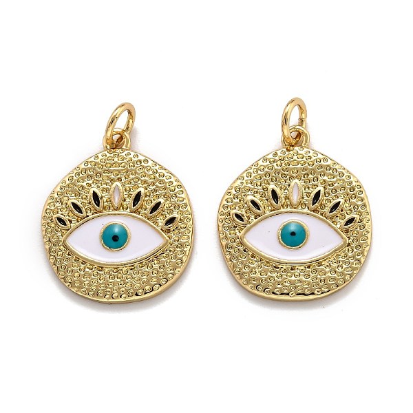 PandaHall Brass Enamel Pendants, with Jump Ring, Long-Lasting Plated, Real 18K Gold Plated, Flat Round with Evil Eye, Seashell Color...
PandaHall Brass Enamel Pendants, with Jump Ring, Long-Lasting Plated, Real 18K Gold Plated, Flat Round with Evil Eye, Seashell Color...