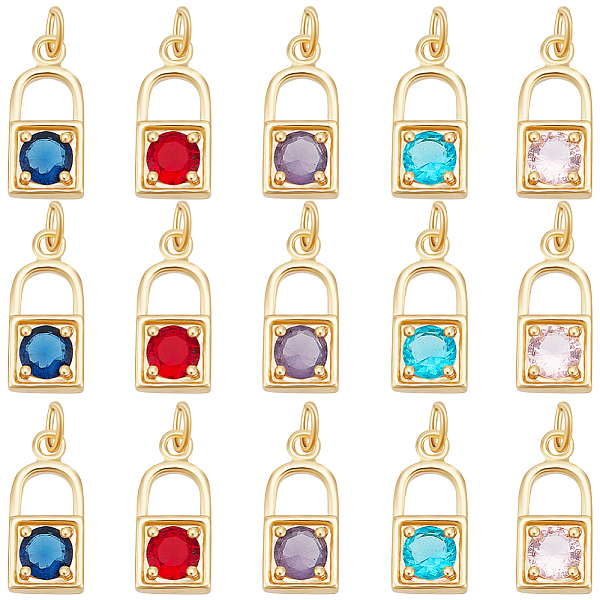 PandaHall Beebeecraft 15Pcs 5 Colors Real 18K Gold Plated Brass Micro Pave Cubic Zirconia Charms, with Jump Ring, Long-Lasting Plated, Lock..., Multicolor
PandaHall Beebeecraft 15Pcs 5 Colors Real 18K Gold Plated Brass Micro Pave Cubic Zirconia Charms, with Jump Ring, Long-Lasting Plated, Lock..., Multicolor