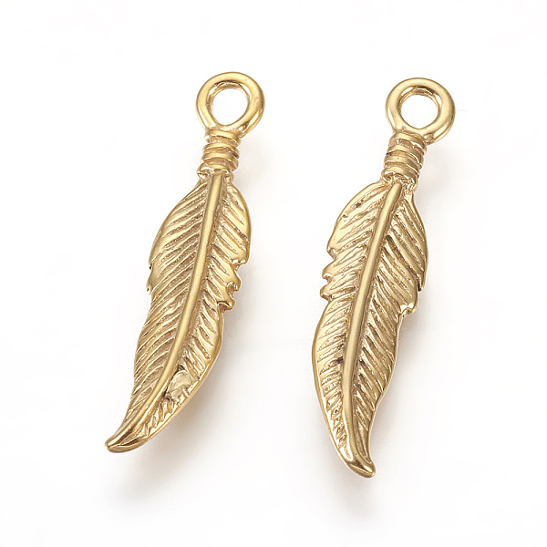 PandaHall 304 Stainless Steel Pendants, Ion Plating (IP), Feather, Golden, 25.5x6x2.5mm, Hole: 2mm 304 Stainless Steel Feather
PandaHall 304 Stainless Steel Pendants, Ion Plating (IP), Feather, Golden, 25.5x6x2.5mm, Hole: 2mm 304 Stainless Steel Feather