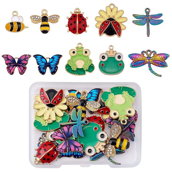 PandaHall 20Pcs 10 Style Alloy Enamel Pendants, Insect, Mixed Color, 15.5~25x15~24x1.4~5mm, Hole: 1.2~1.8mm, 2pcs/style Alloy+Enamel Mixed..., Multicolor
PandaHall 20Pcs 10 Style Alloy Enamel Pendants, Insect, Mixed Color, 15.5~25x15~24x1.4~5mm, Hole: 1.2~1.8mm, 2pcs/style Alloy+Enamel Mixed..., Multicolor