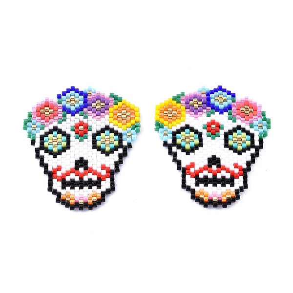 PandaHall Handmade Seed Beads Pendants, with Elastic Thread, Loom Pattern, Sugar Skull, For Mexico Holiday Day of The Dead, Colorful...
PandaHall Handmade Seed Beads Pendants, with Elastic Thread, Loom Pattern, Sugar Skull, For Mexico Holiday Day of The Dead, Colorful...