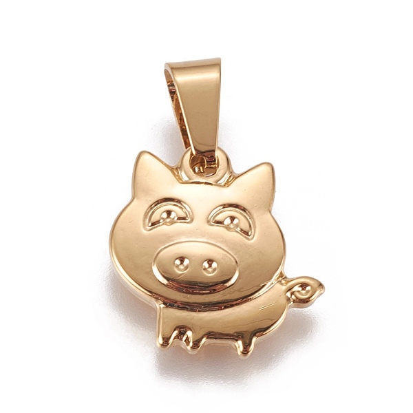 PandaHall 304 Stainless Steel Charms, Cartoon Piggy Charms, Golden, 15.5x15x2.7mm, Hole: 7x3.5mm 304 Stainless Steel Pig
PandaHall 304 Stainless Steel Charms, Cartoon Piggy Charms, Golden, 15.5x15x2.7mm, Hole: 7x3.5mm 304 Stainless Steel Pig