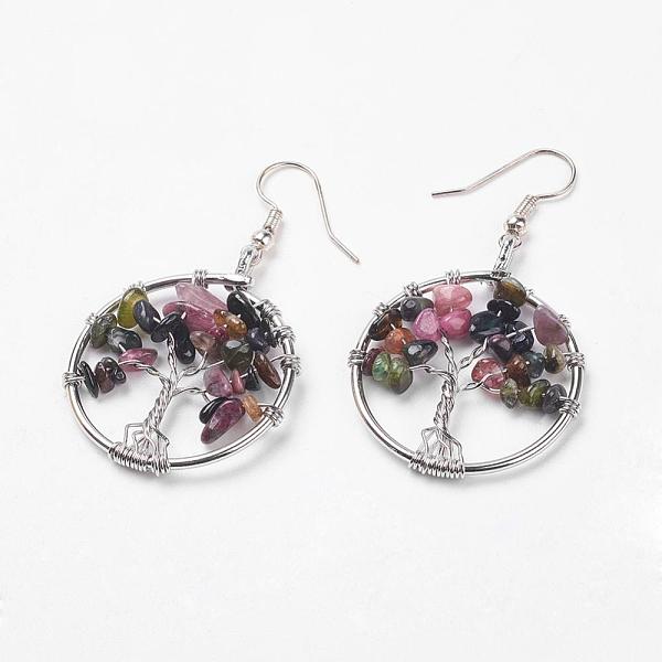 PandaHall Natural Tourmaline Dangle Earrings, with Brass Earring Hooks, Ring with Tree of Life, Platinum, 53mm, Pendant: 37x30x6mm, Pin...
PandaHall Natural Tourmaline Dangle Earrings, with Brass Earring Hooks, Ring with Tree of Life, Platinum, 53mm, Pendant: 37x30x6mm, Pin...