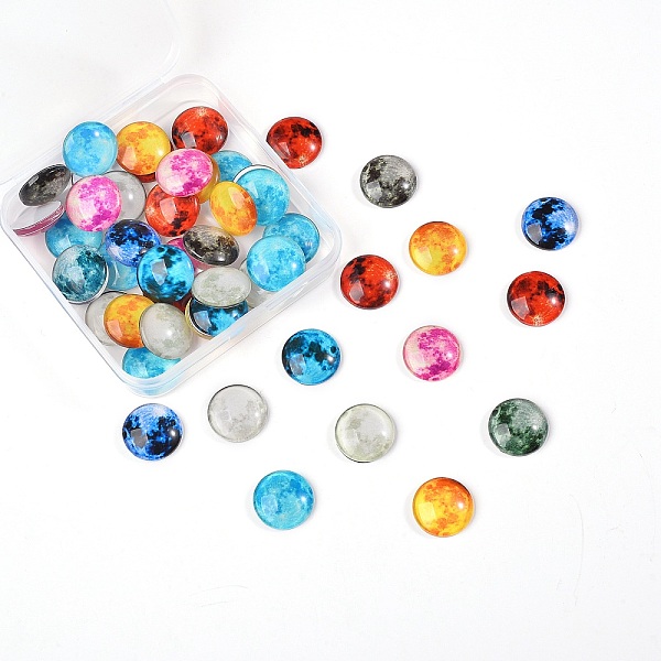 PandaHall Luminous Glass Cabochons, Planet Pattern, Half Round, Mixed Color, 16x5mm, 50pcs/box Glass Planet Multicolor
PandaHall Luminous Glass Cabochons, Planet Pattern, Half Round, Mixed Color, 16x5mm, 50pcs/box Glass Planet Multicolor