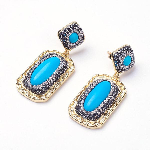 PandaHall Dyed Synthetic Turquoise Dangle Stud Earrings, with Glass Rhinestone and Brass Findings, Real 18K Gold Plated, Long-Lasting Plated..., Multicolor
PandaHall Dyed Synthetic Turquoise Dangle Stud Earrings, with Glass Rhinestone and Brass Findings, Real 18K Gold Plated, Long-Lasting Plated..., Multicolor