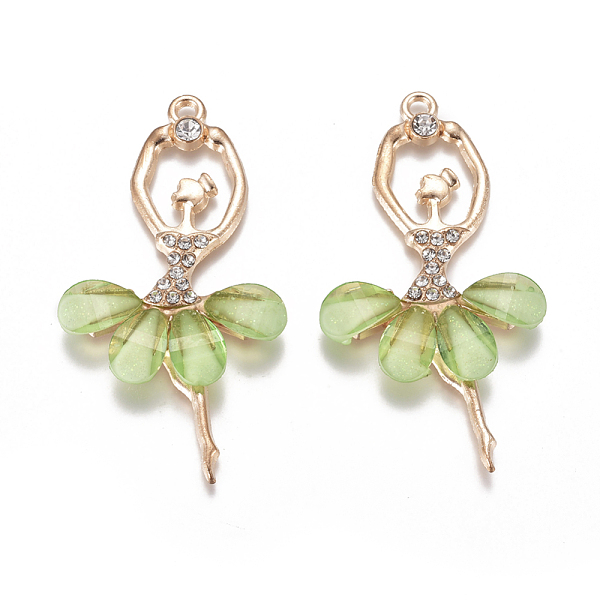 PandaHall Alloy Big Pendants, with Resin & Crystal Rhinestone, Faceted, Ballerina, Golden, Lime Green, 59~60x30~31x4.5mm, Hole: 2.5mm...
PandaHall Alloy Big Pendants, with Resin & Crystal Rhinestone, Faceted, Ballerina, Golden, Lime Green, 59~60x30~31x4.5mm, Hole: 2.5mm...
